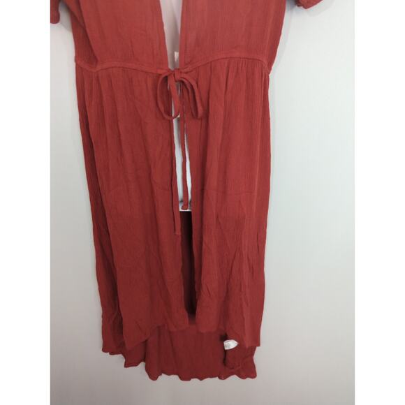 Almost Famous Tie Front Hi-Low Burnt Orange Bohemian Kimono MEDIUM NWT - Picture 5 of 13